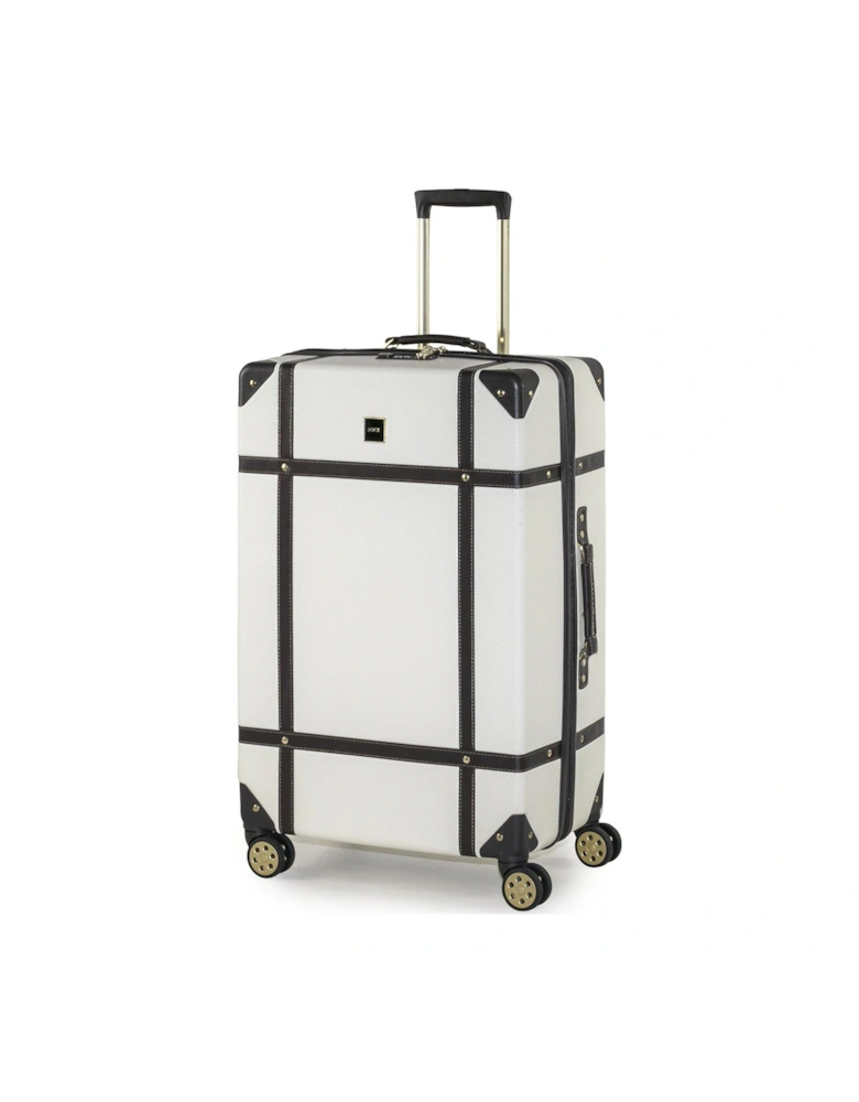 Vintage Large 8-Wheel Suitcase - Cream