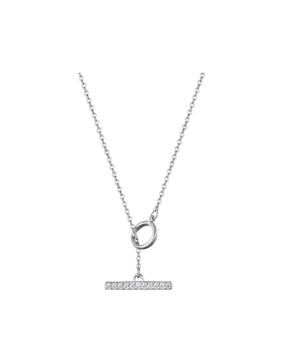 Rhodium Plated Sterling Silver Cubic Zirconia T-bar Necklace, 2 of 1