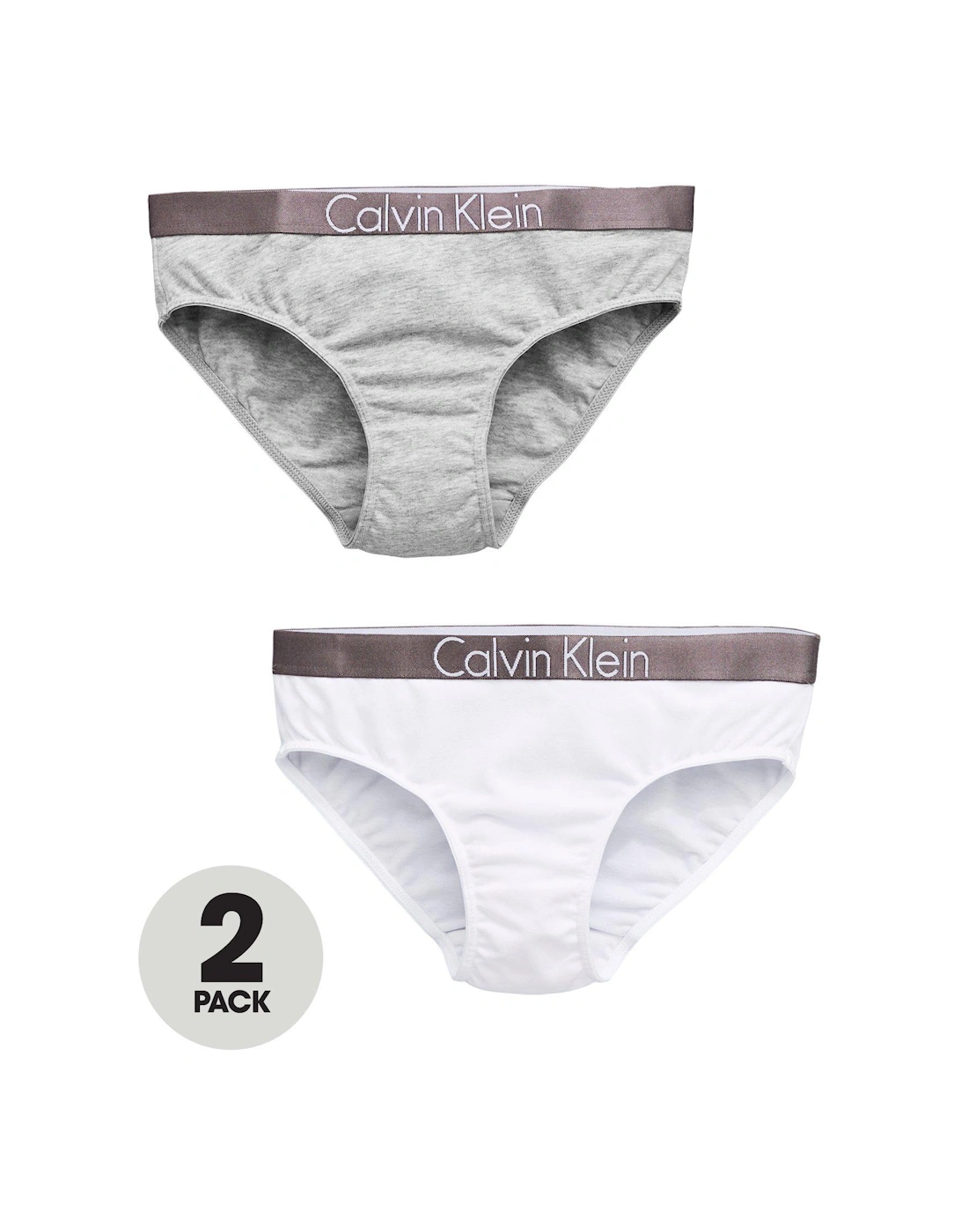 Girls 2 Pack Bikini Brief - White/Grey, 5 of 4