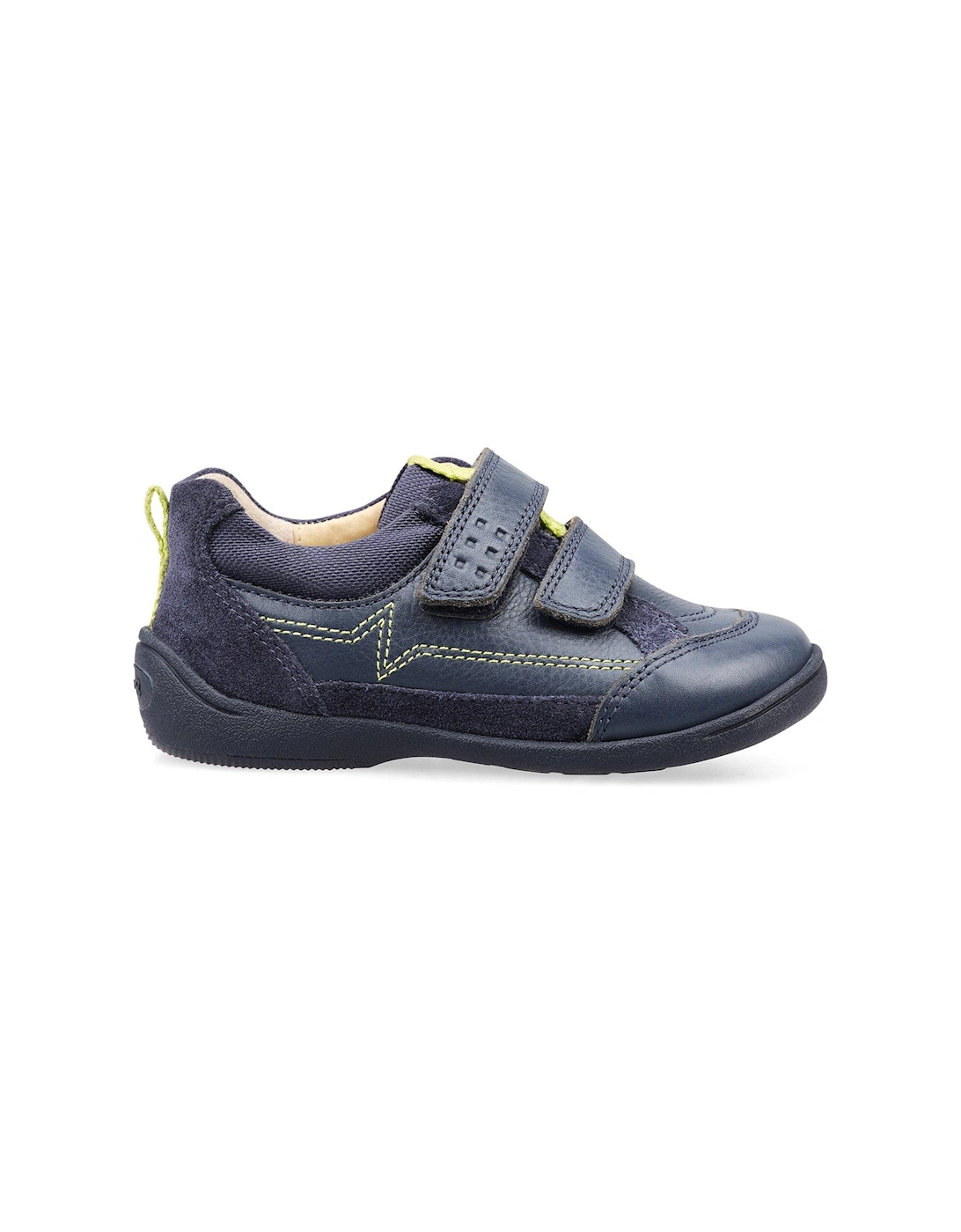 Zigzag Soft Leather Double Riptape Boys First Shoes - Navy Blue, 3 of 2