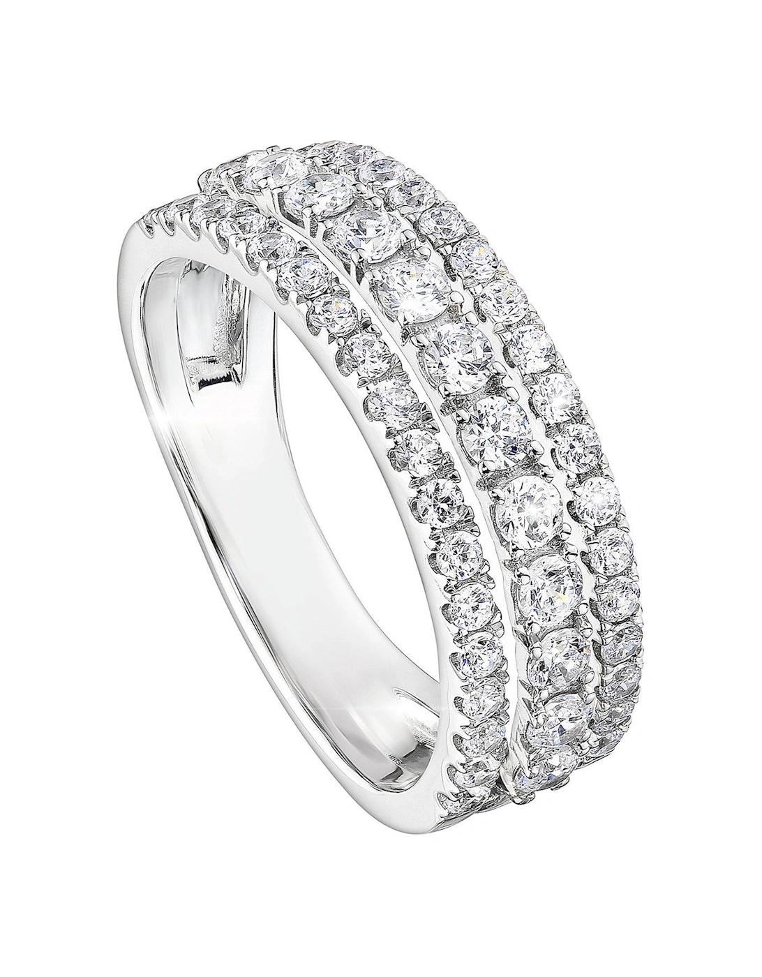 Colette 9ct White Gold 1ct Lab Grown Diamond Three Row Ring, 2 of 1