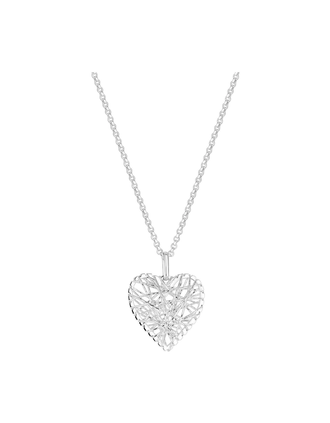Sterling Silver 925 Wire Wrap Heart Pendant Necklace, 2 of 1