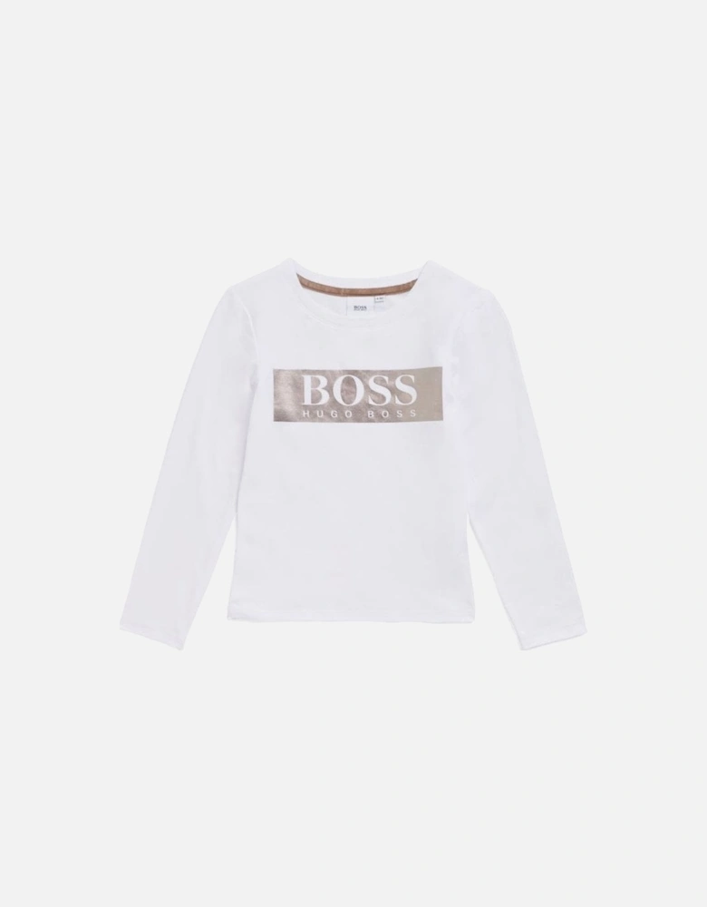 Girl's White Long Sleeved T-shirt