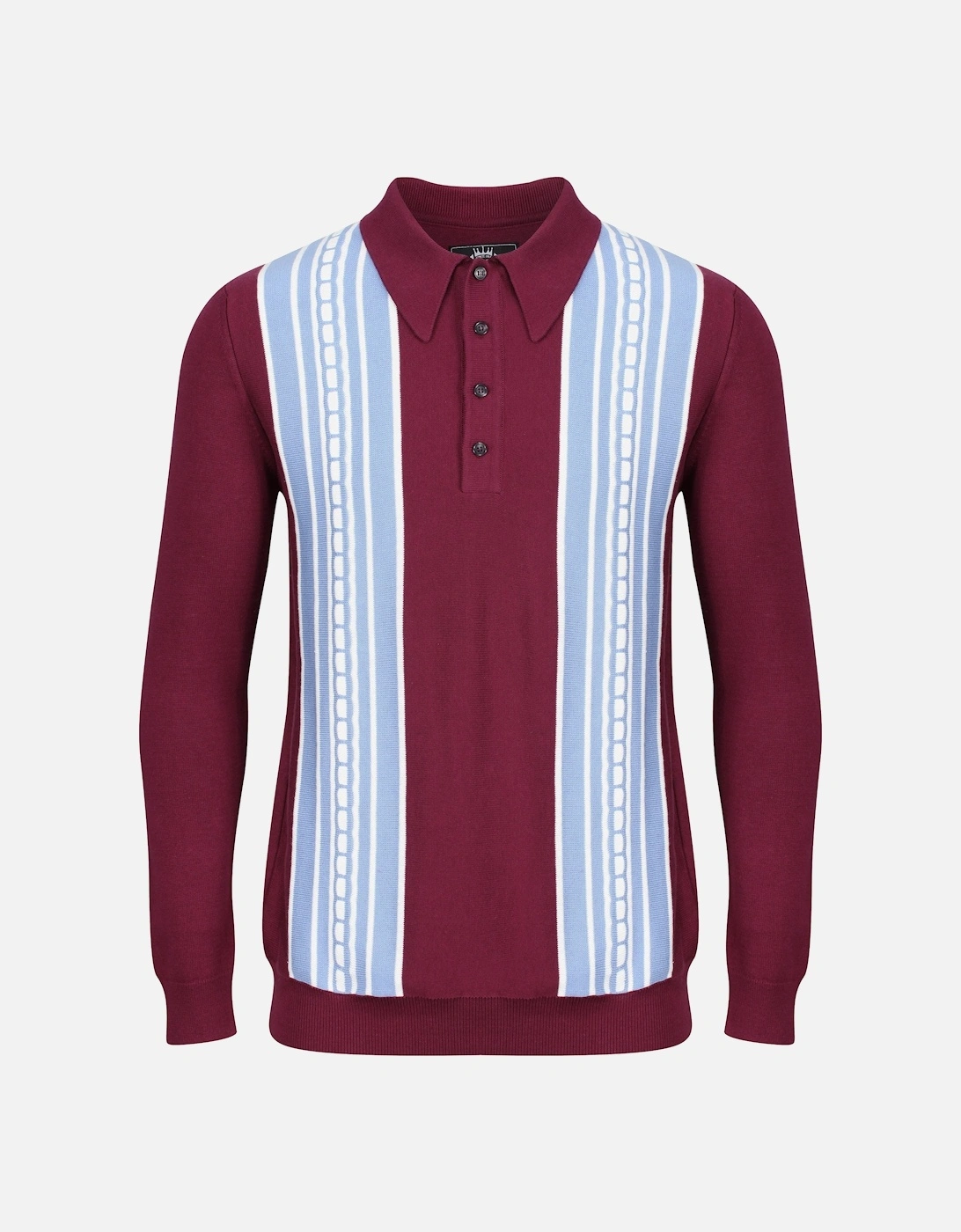 Cable Stripe Front Panel Spear Point Polo Shirt | Port, 4 of 3