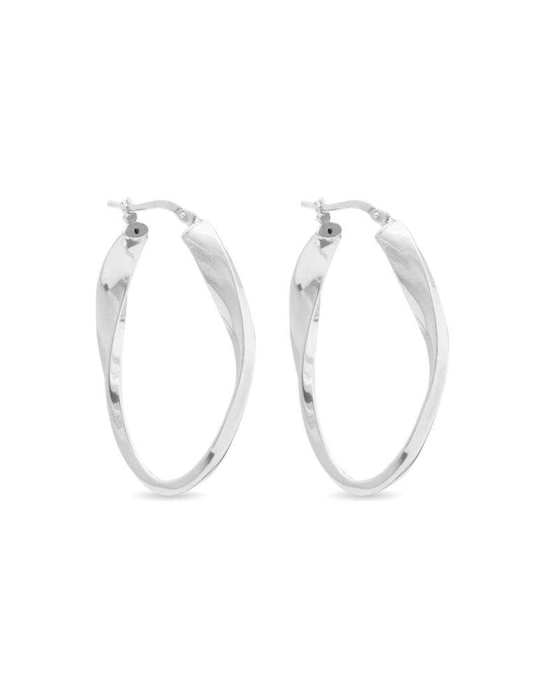 Sterling Silver 925 Oval Hoop Earrings
