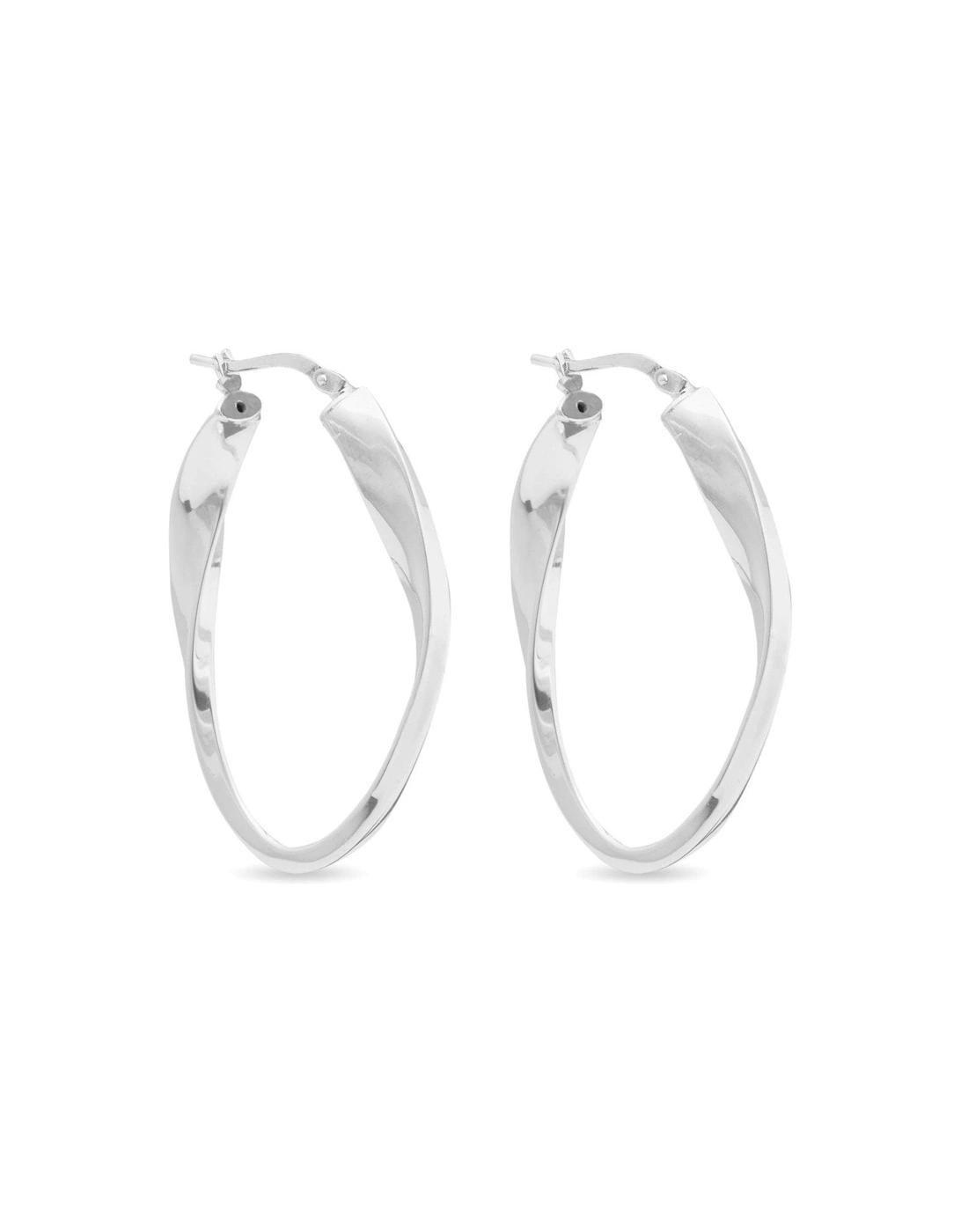 Sterling Silver 925 Oval Hoop Earrings, 2 of 1