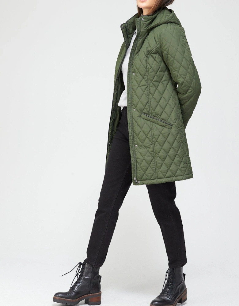 Quilted Shower Resistant Jacket - Khaki