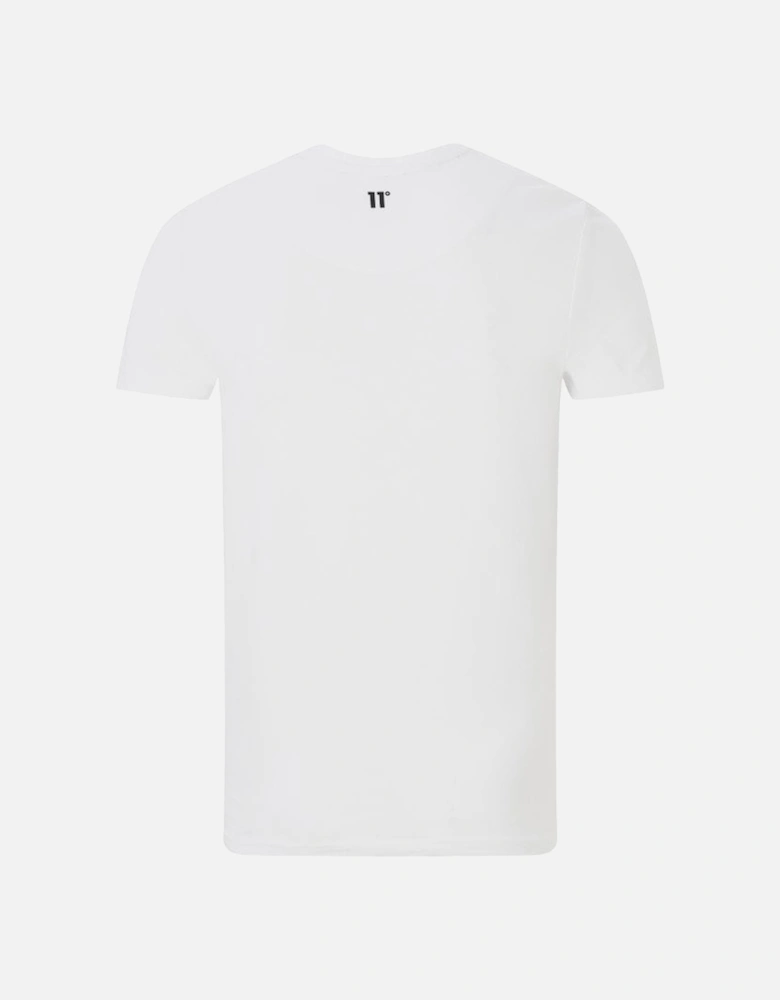11D Degrees Mens Placment Stripe Logo T Shirt White
