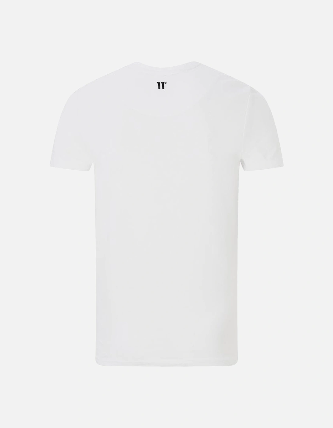 11D Degrees Mens Placment Stripe Logo T Shirt White