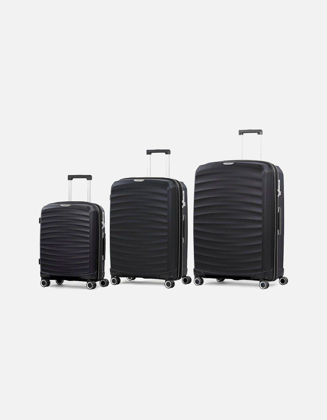 Sunwave 8-Wheel Suitcases - 3 piece Set - Black, 2 of 1