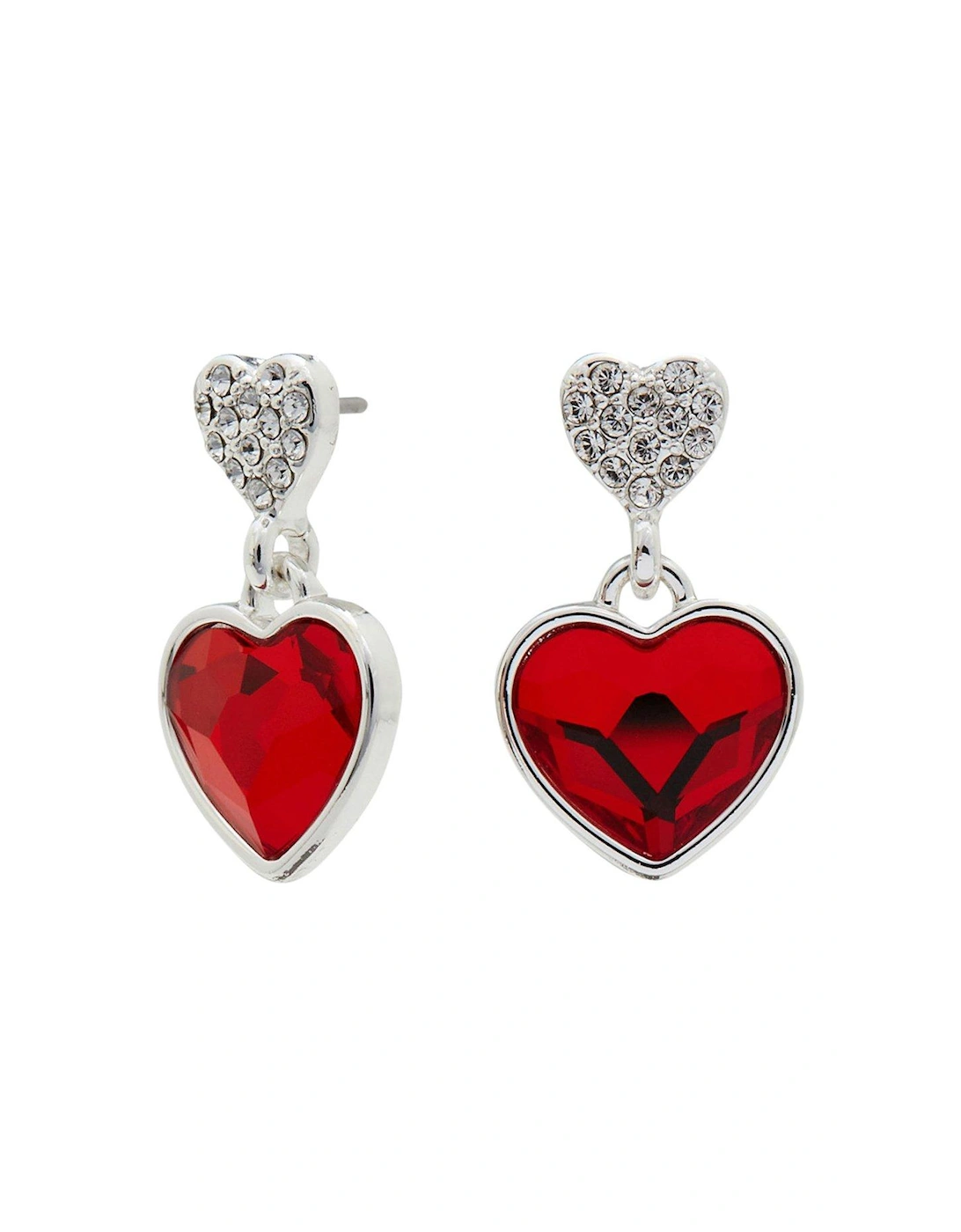 Silver Plated Crystal Red Dancing Heart Drop Earrings, 2 of 1