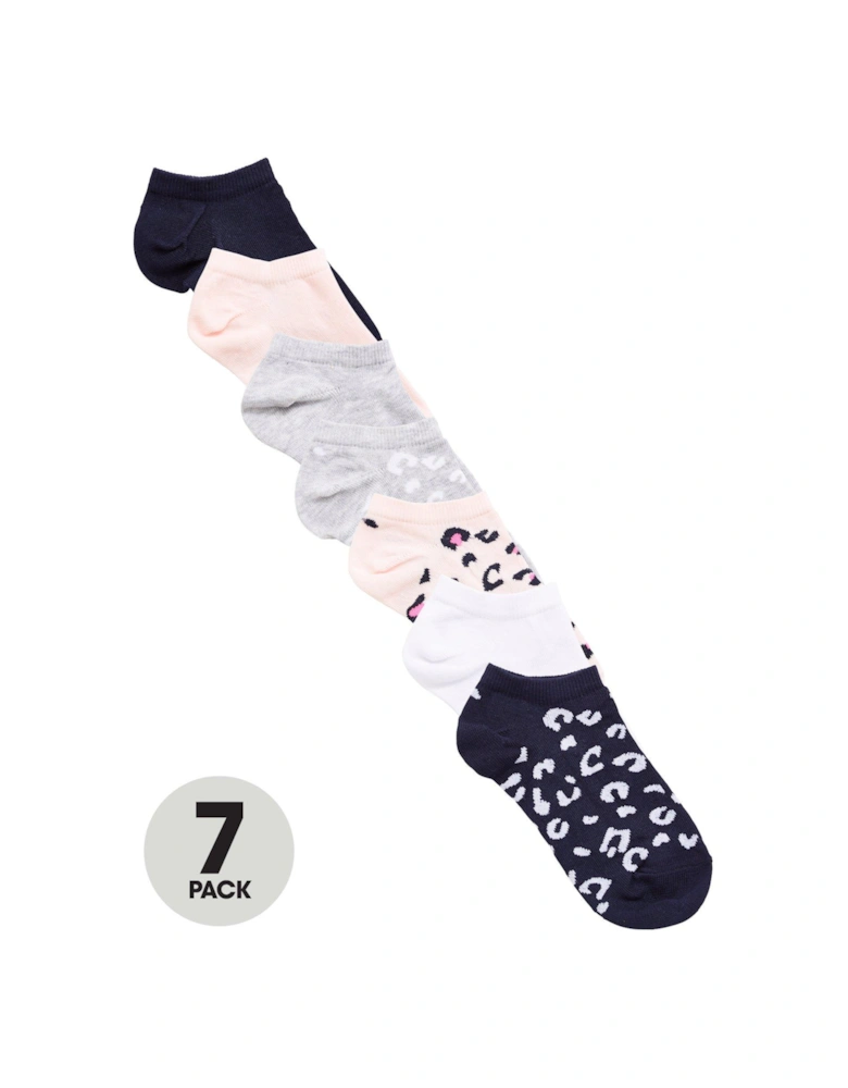 Girls 7 Pack Animal Liner Socks - Multi