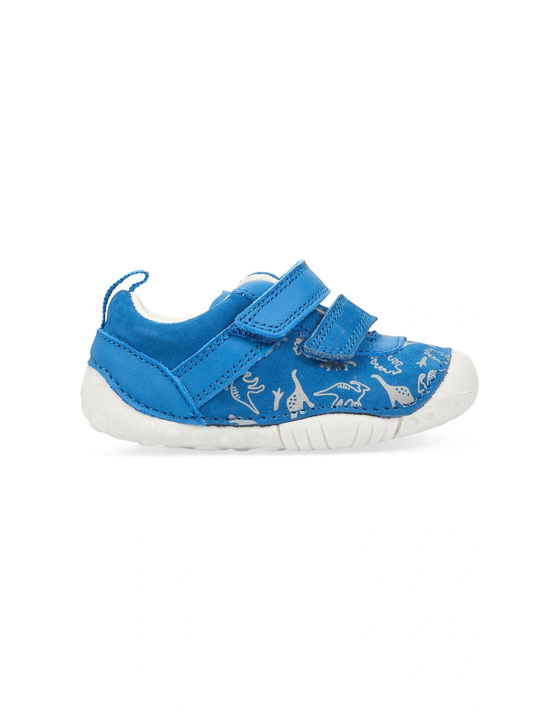 Roar Suede Leather Dinosaur Print Easy Riptape Baby Shoes - Blue, 2 of 1