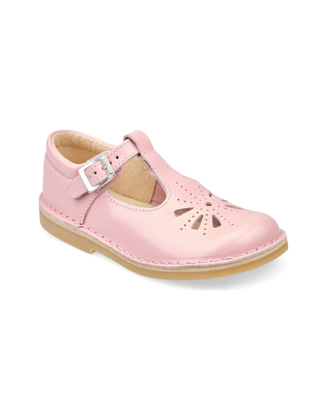 Lottie Leather Classic T-Bar Buckle Girls Occasion Shoes - Pink, 2 of 1