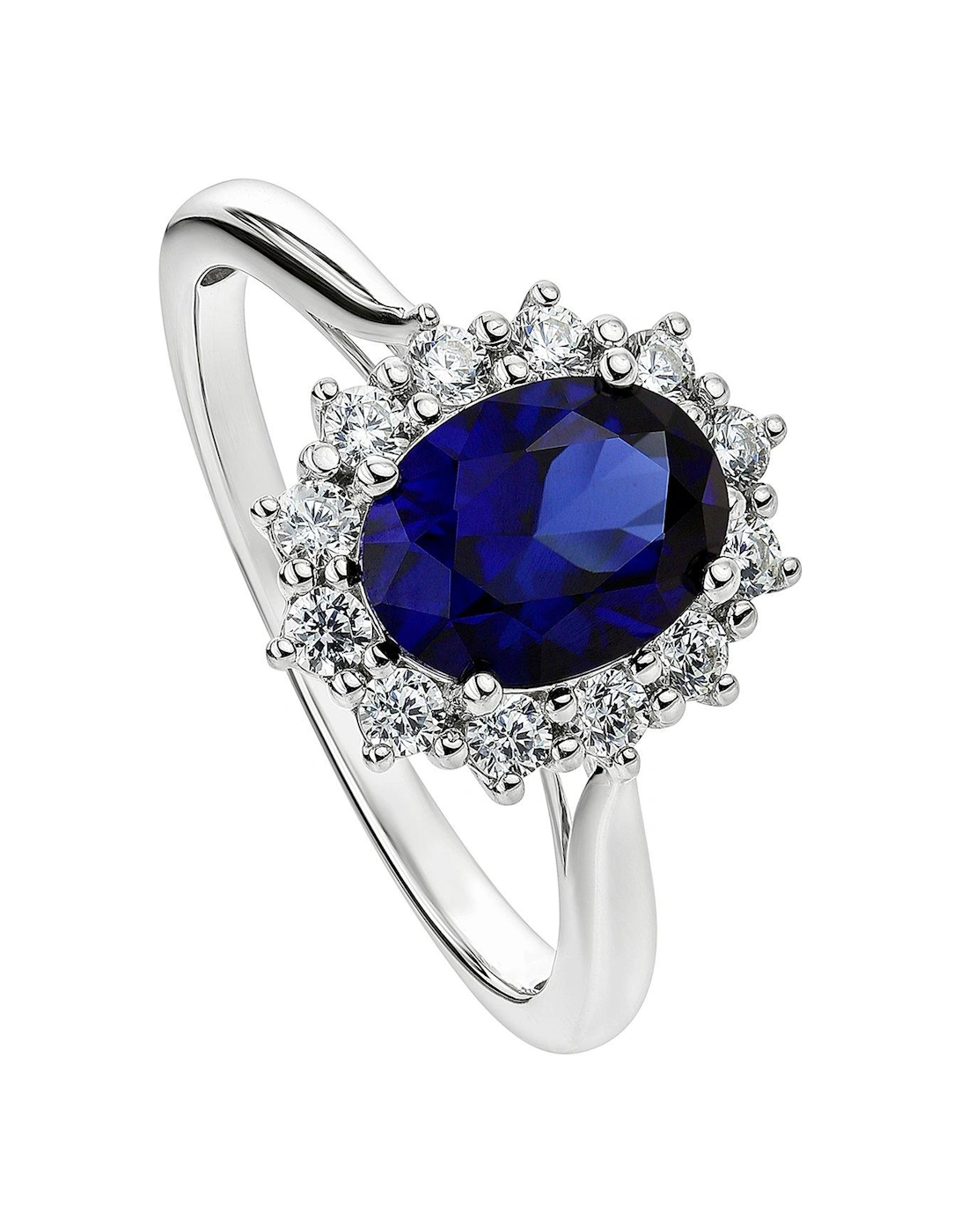 Cate 9ct White Gold Created Sapphire and 0.25ct Lab Grown Diamond Cluster Ring, 2 of 1