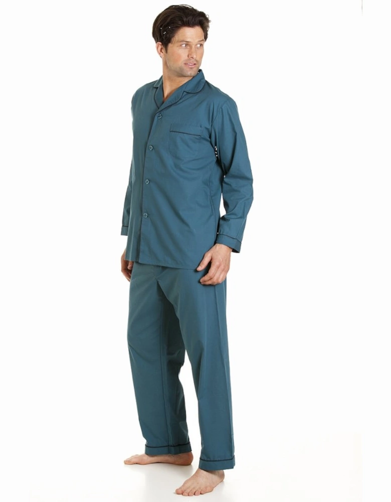 Classic Style Mens Full Length Teal Green Pyjama Set