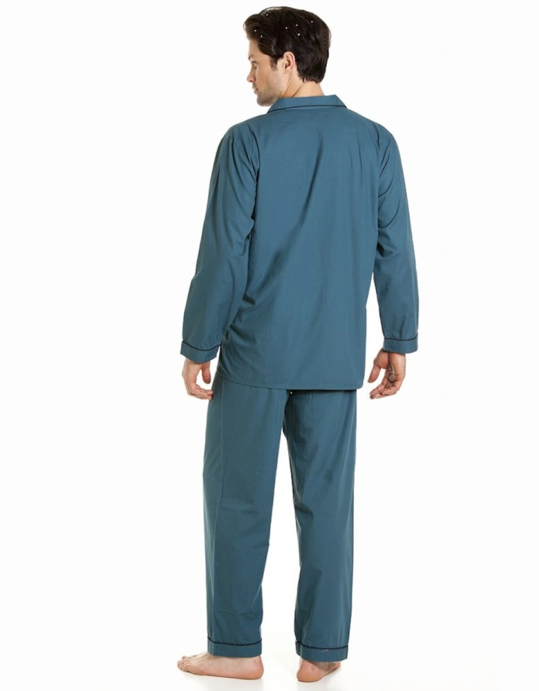 Classic Style Mens Full Length Teal Green Pyjama Set