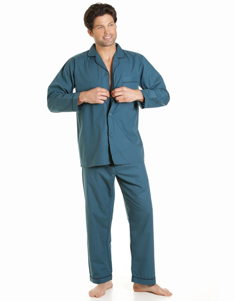 Classic Style Mens Full Length Teal Green Pyjama Set