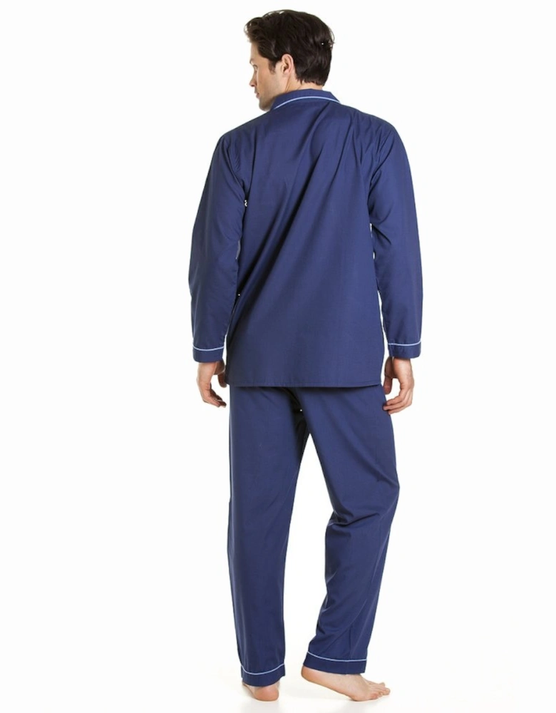 Classic Style Mens Full Length Navy Blue Pyjama Set