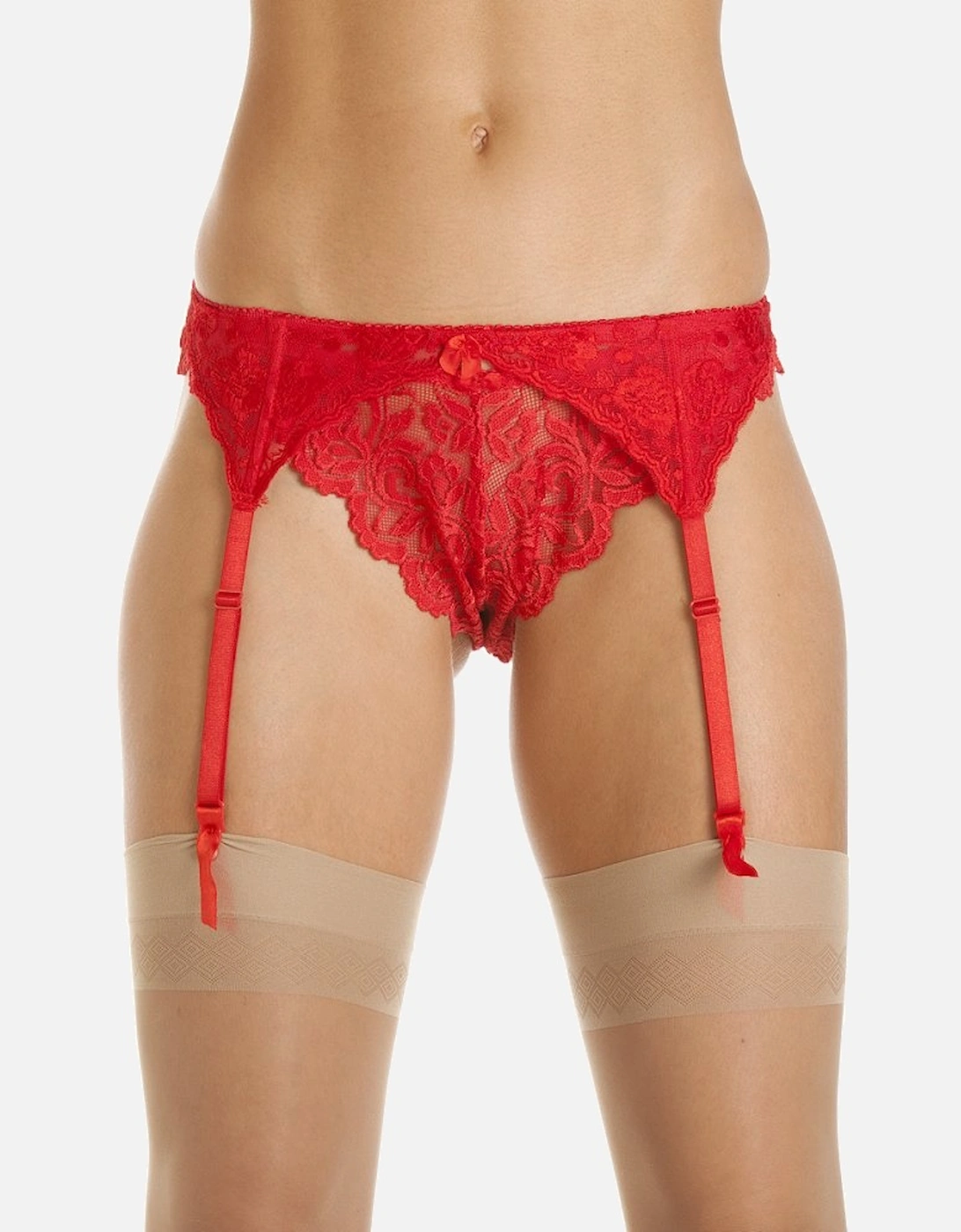 Red Narrow Lace Suspender Belt, 6 of 5