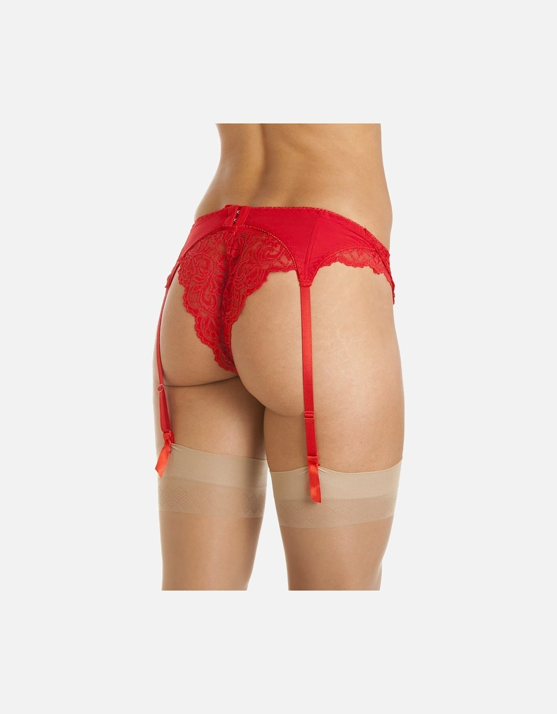 Red Narrow Lace Suspender Belt