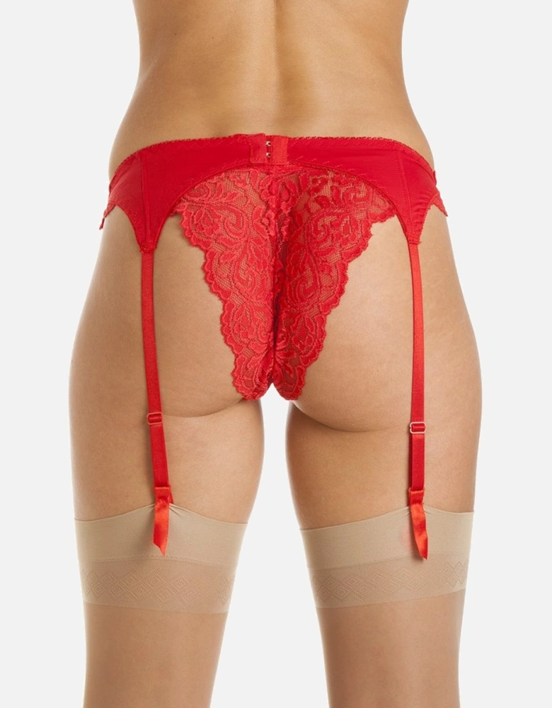 Red Narrow Lace Suspender Belt