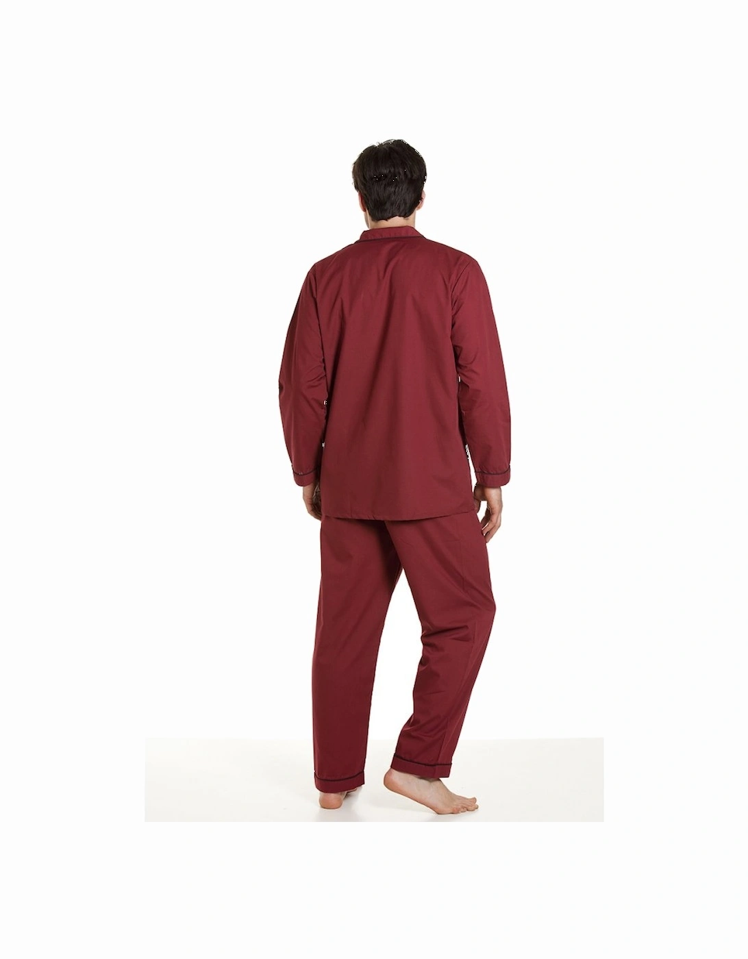 Classic Style Mens Full Length Burgundy Red Pyjama Set