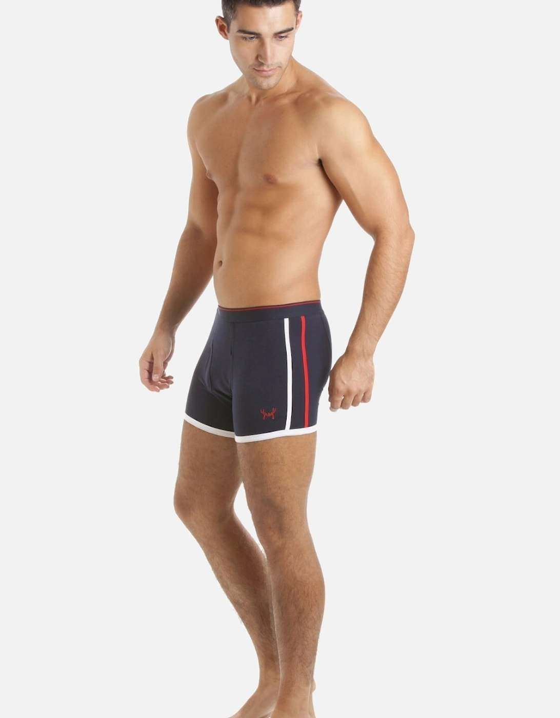 Mens Navy & White Twin Pack Cotton Stretch Trunks