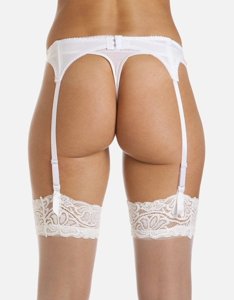 Camille Women's Suspender Belt in White Narrow Lace Ladies Sexy Underwear