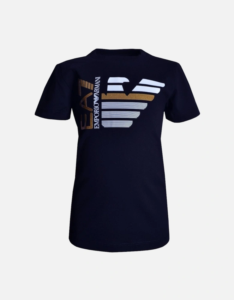 Boy's Navy T-shirt With Gold Chest Logo