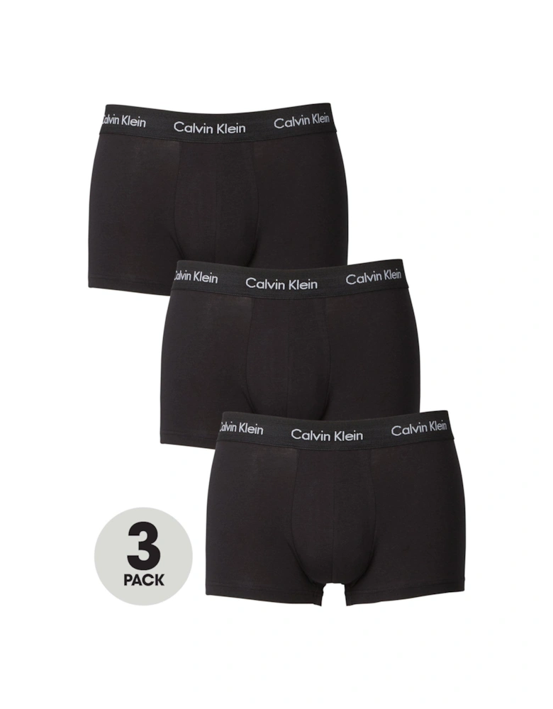 3 Pack Low Rise Trunks - Black