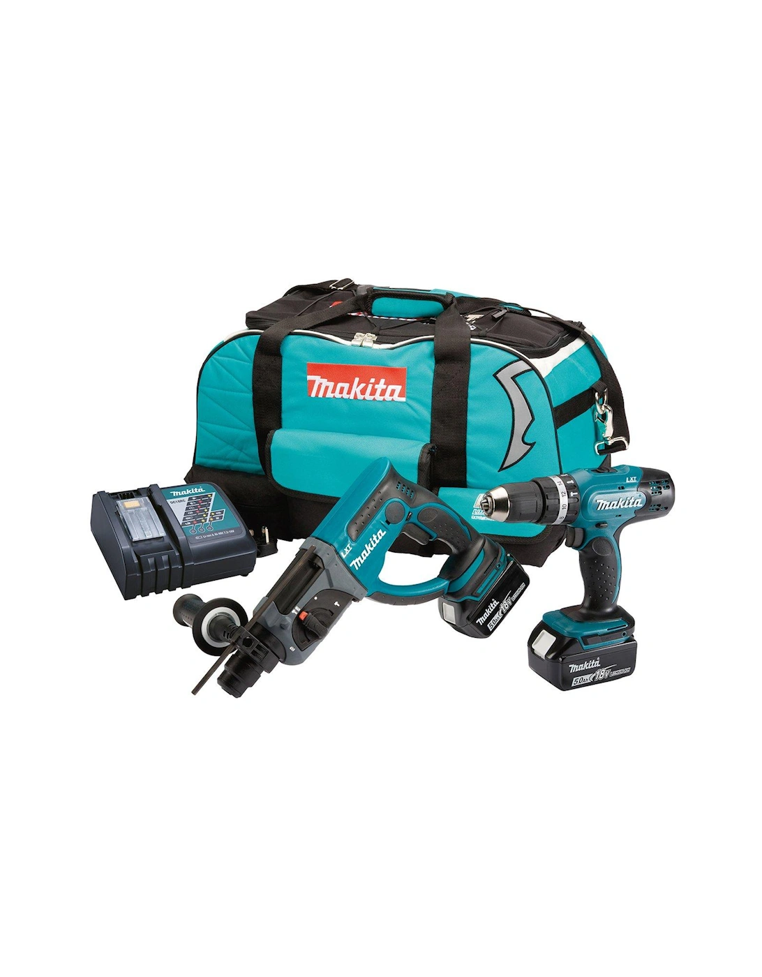 18V LXT Combi Drill & SDS+ Drill 2 X 5Ah Batteries, Fast Charger & Kit Bag, 2 of 1