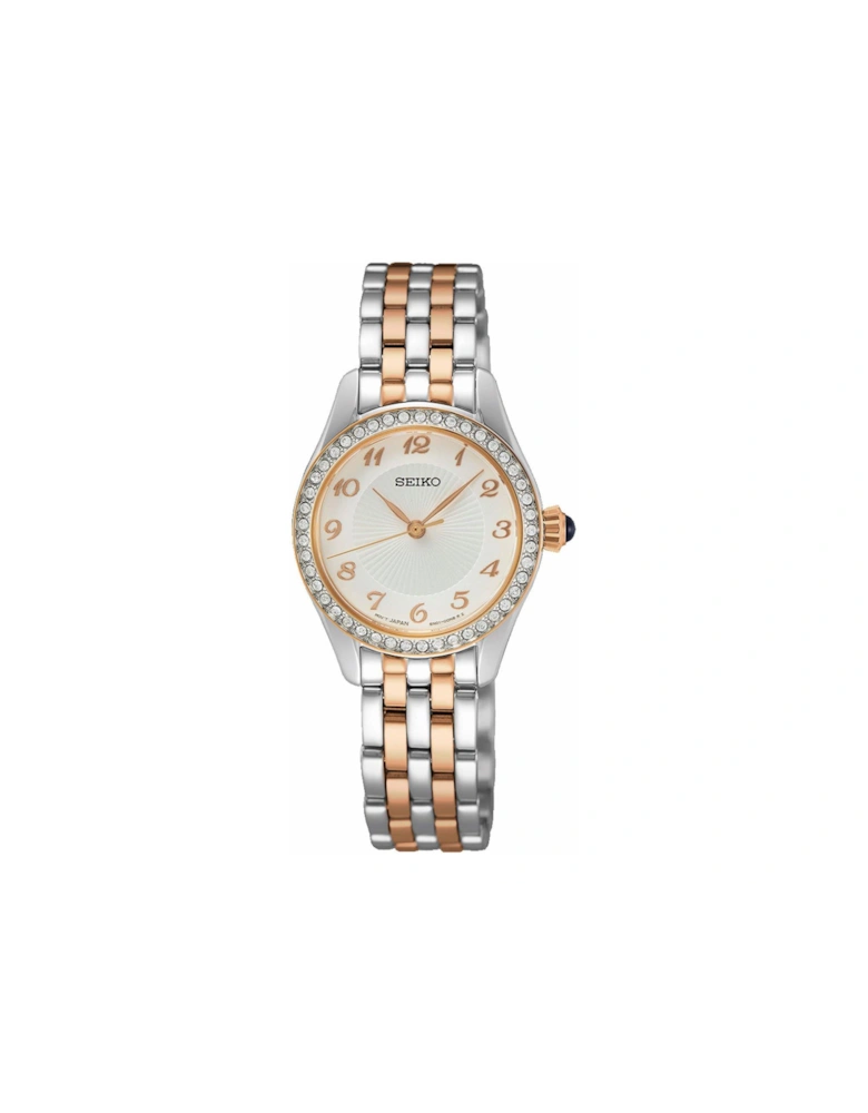 White Dial Stainless Steel & Gold Tone Ladies Watch