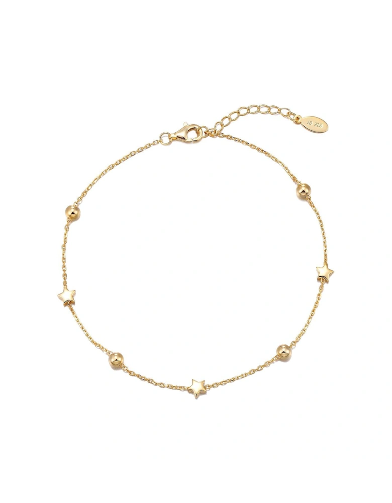 Gold Plated Sterling Silver Star Single Anklet