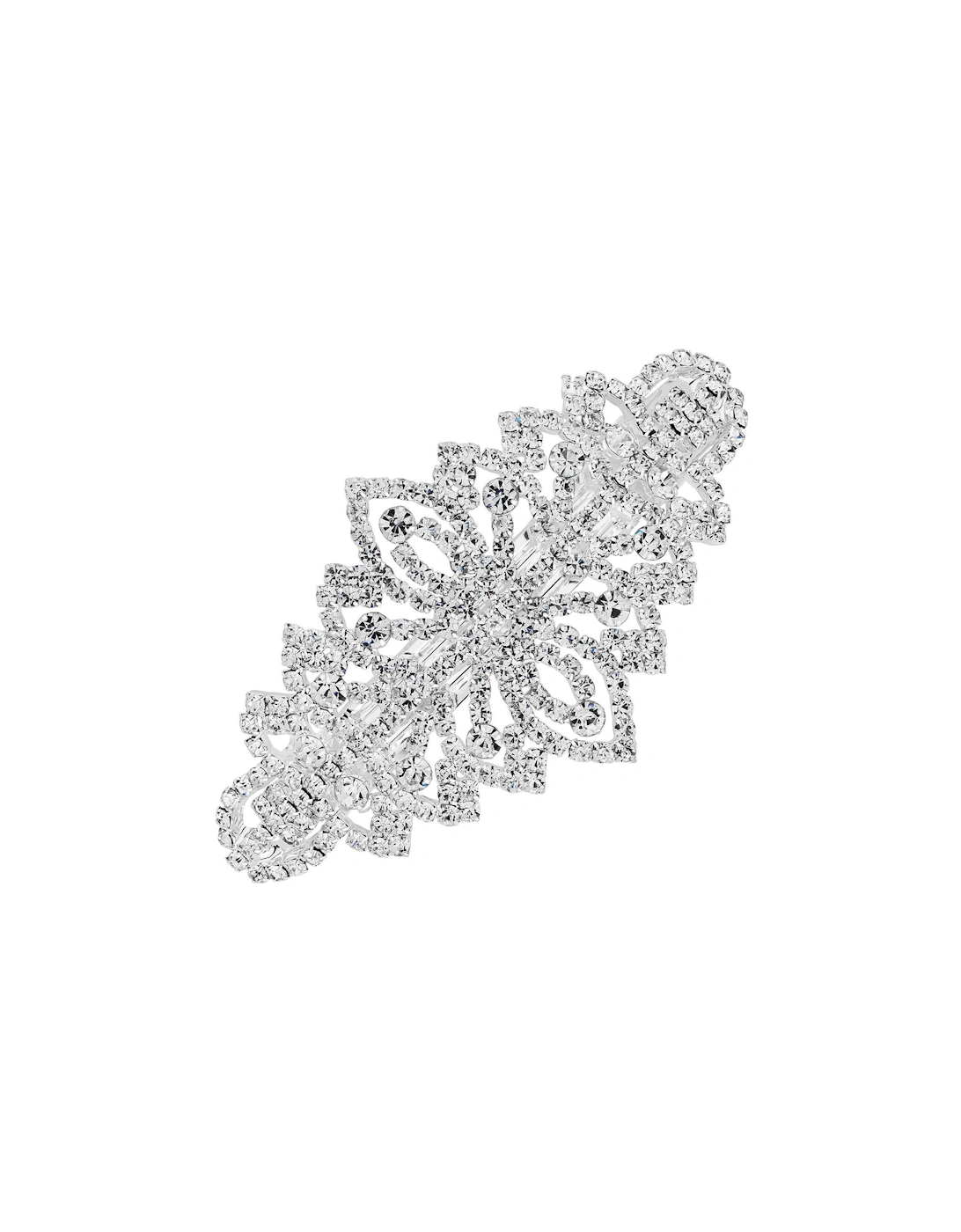 SILVER PLATED CRYSTAL DIAMANTE HAIR BARETTE, 2 of 1
