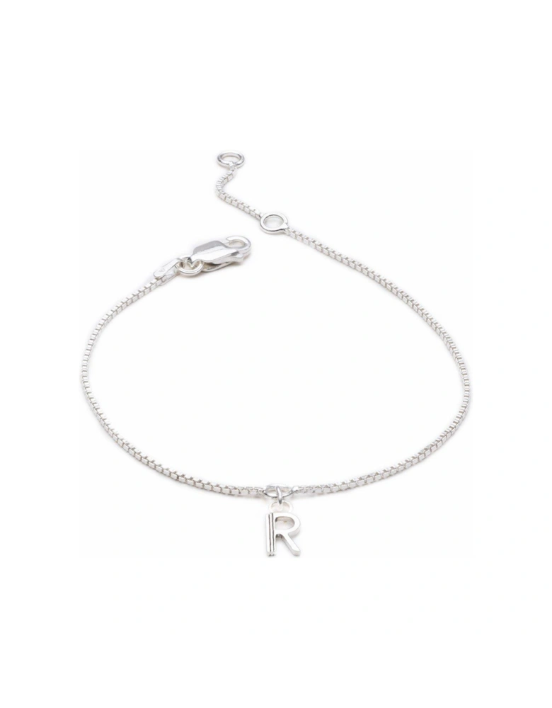 Mini Initial Charm Chain Bracelet - Silver
