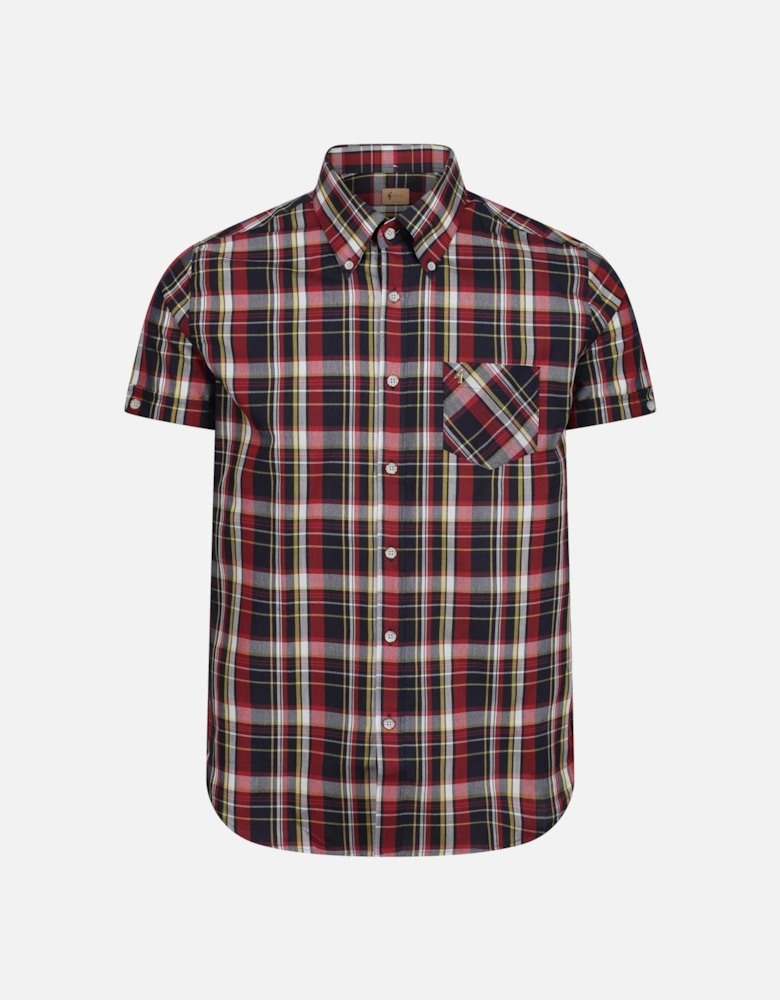 Caine Woven Check Shirt | Navy