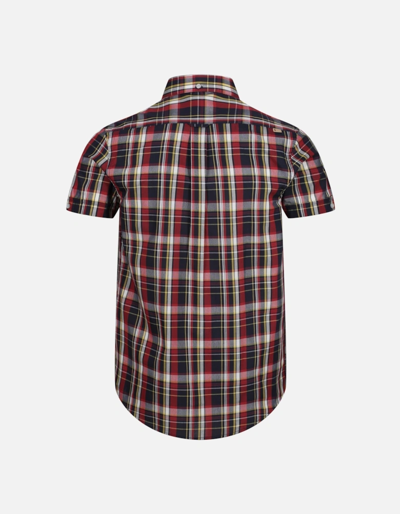 Caine Woven Check Shirt | Navy
