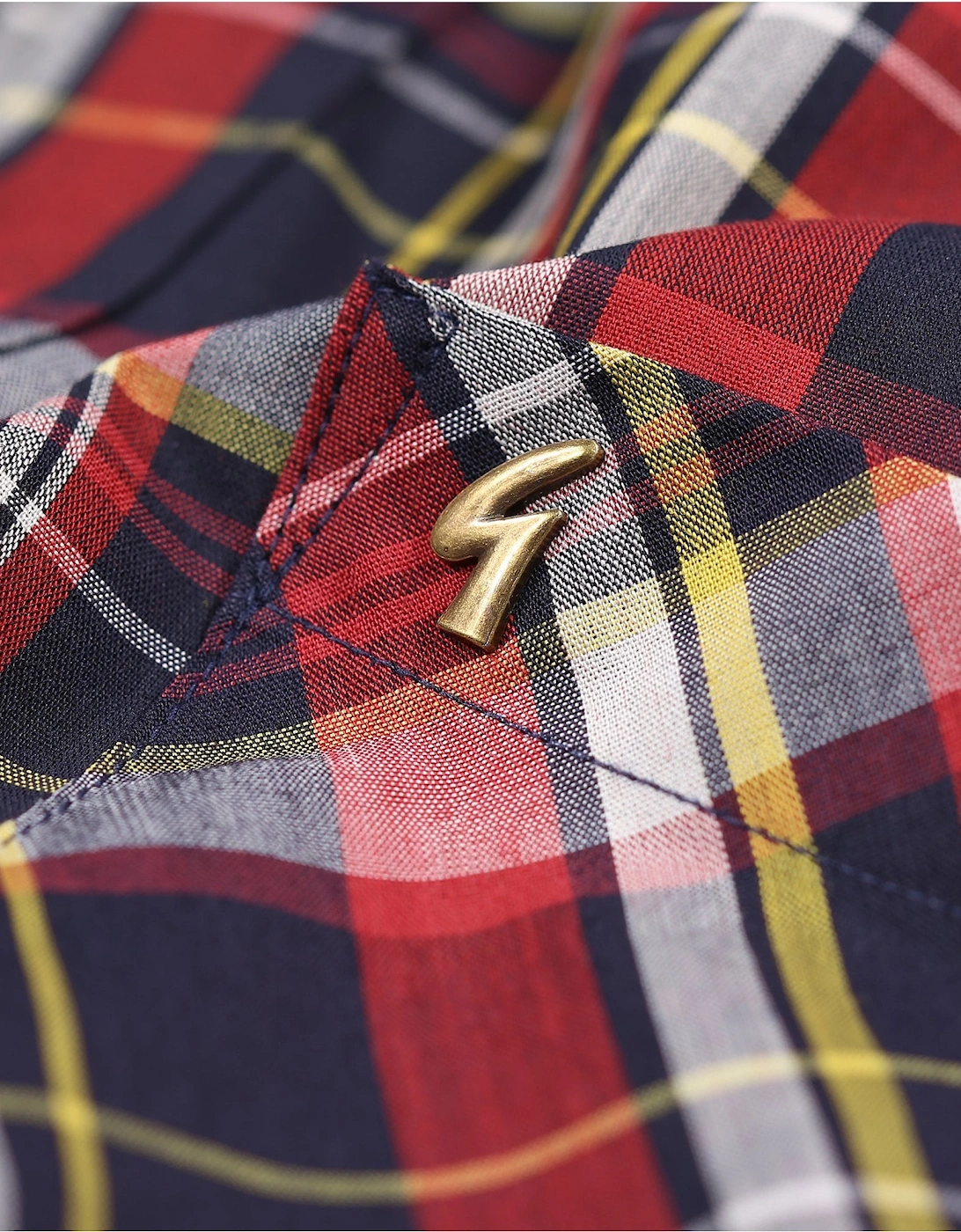 Caine Woven Check Shirt | Navy