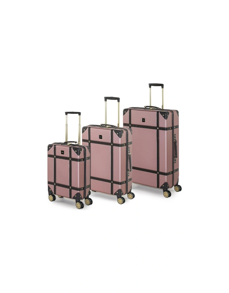 Vintage 8-Wheel Suitcases 3 piece Set - Pink
