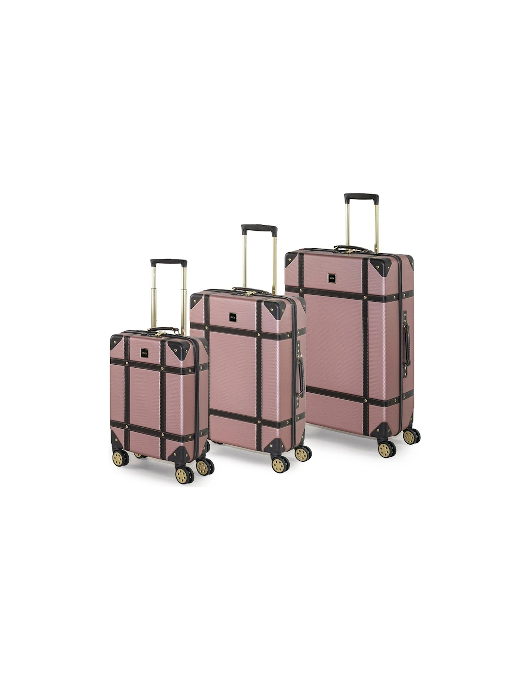 Vintage 8-Wheel Suitcases 3 piece Set - Pink, 3 of 2