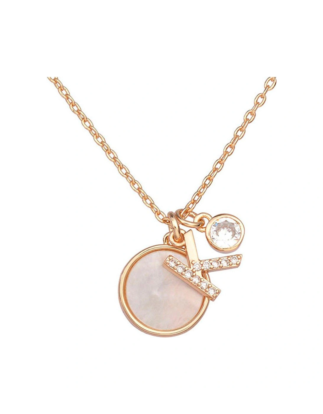 Initial Necklace With Mother Of Pearl And Crystal - Rose Gold, 2 of 1