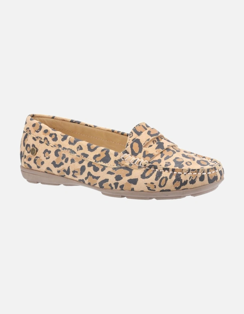 Womens/Ladies Margot Leopard Print Suede Loafers