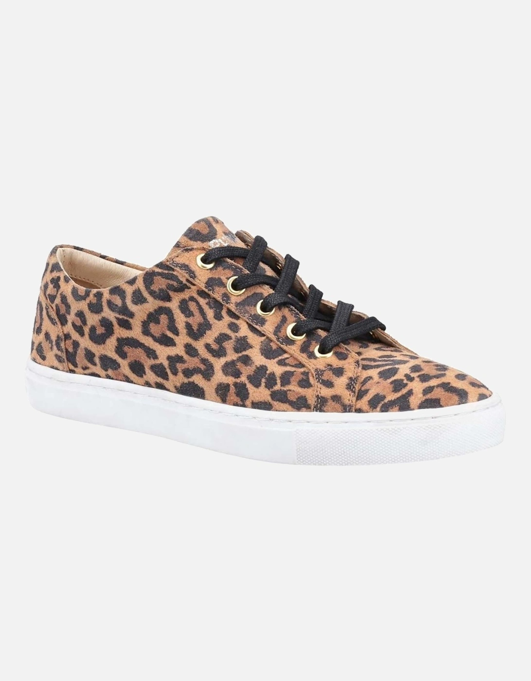 Womens/Ladies Tessa Leopard Print Leather Trainers, 5 of 4