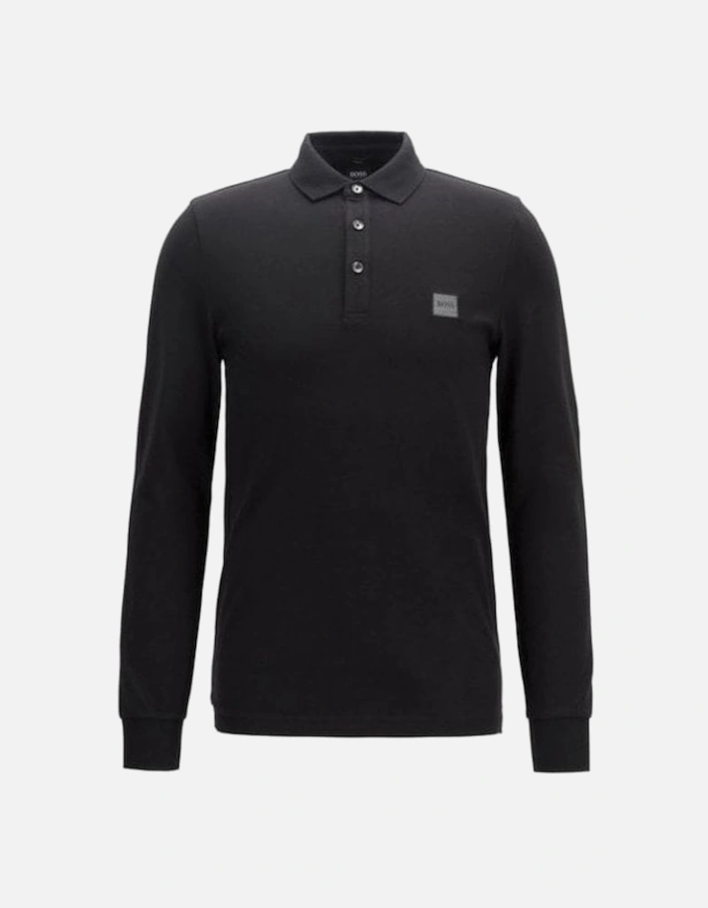 Casual Slim Fit Black Passerby Long Sleeved Polo Shirt