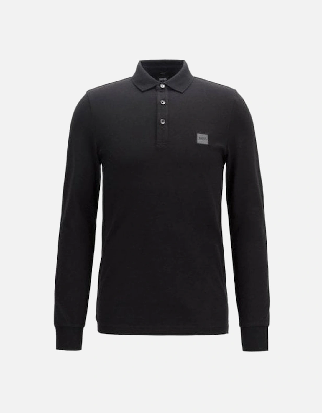 Casual Slim Fit Black Passerby Long Sleeved Polo Shirt, 4 of 3