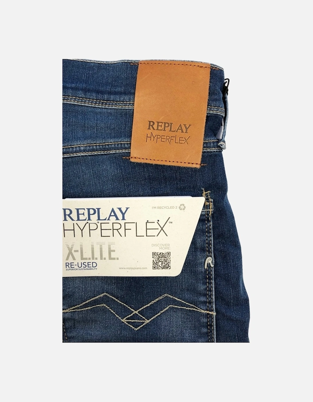 Mens Hyperflex X-lite Re-Used Anbass Stretch Slim Fit Denim Medium Blue