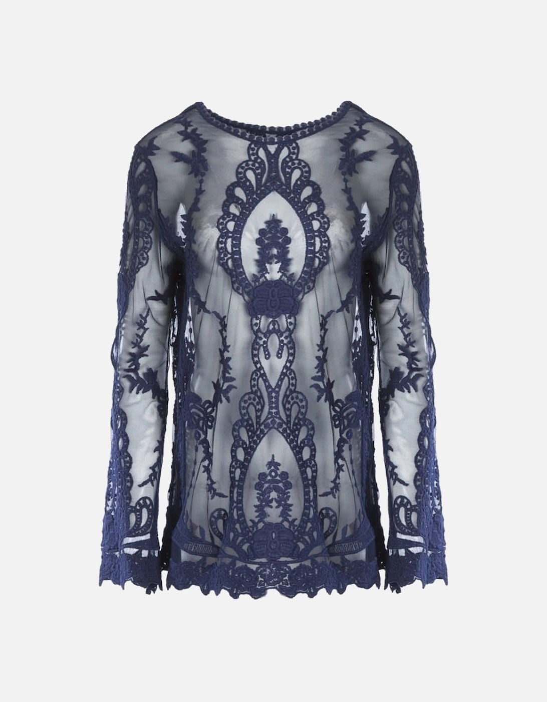 Blue Vintage Inspired Lace Long Sleeved Top