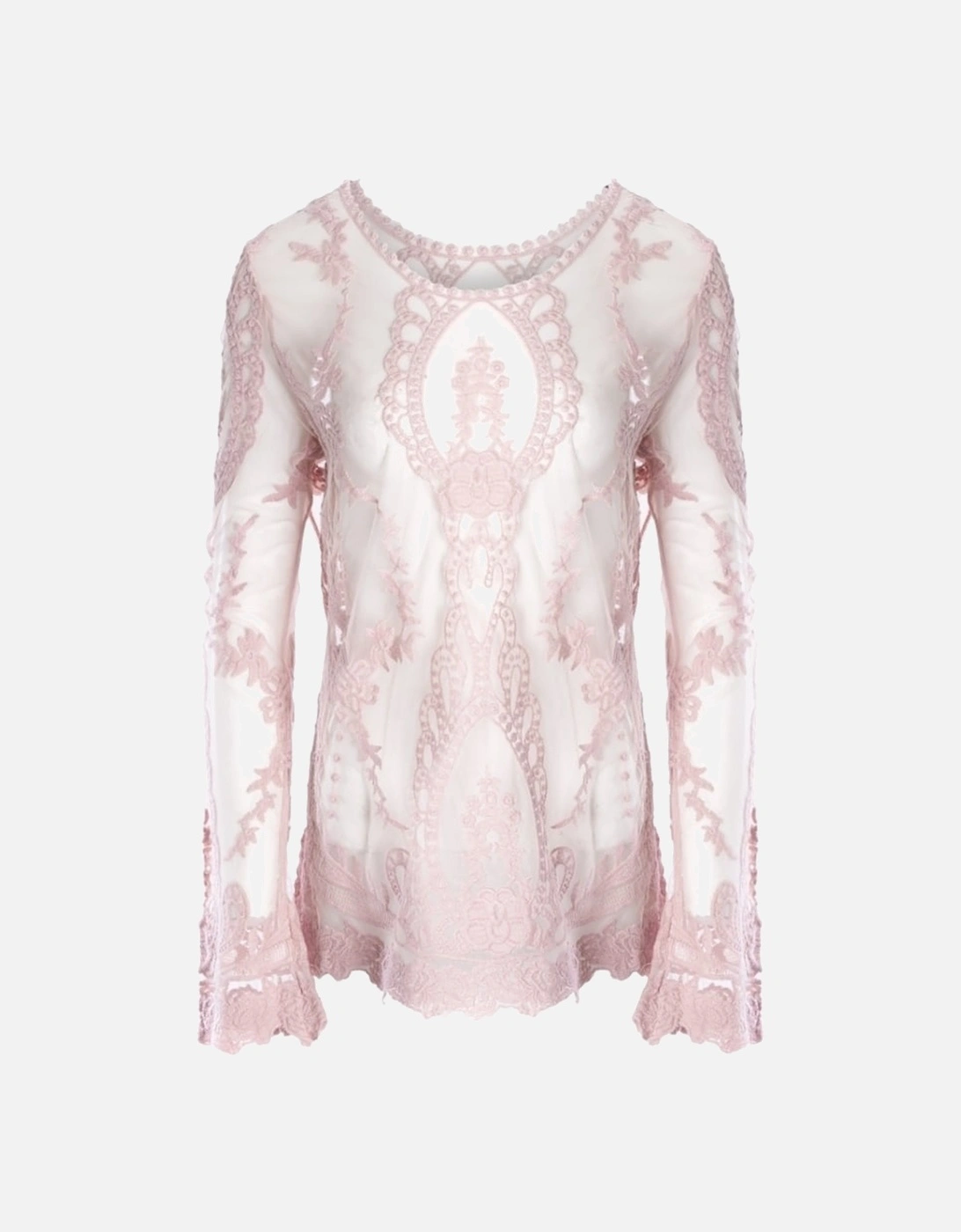 Pink Vintage Inspired Lace Long Sleeved Top