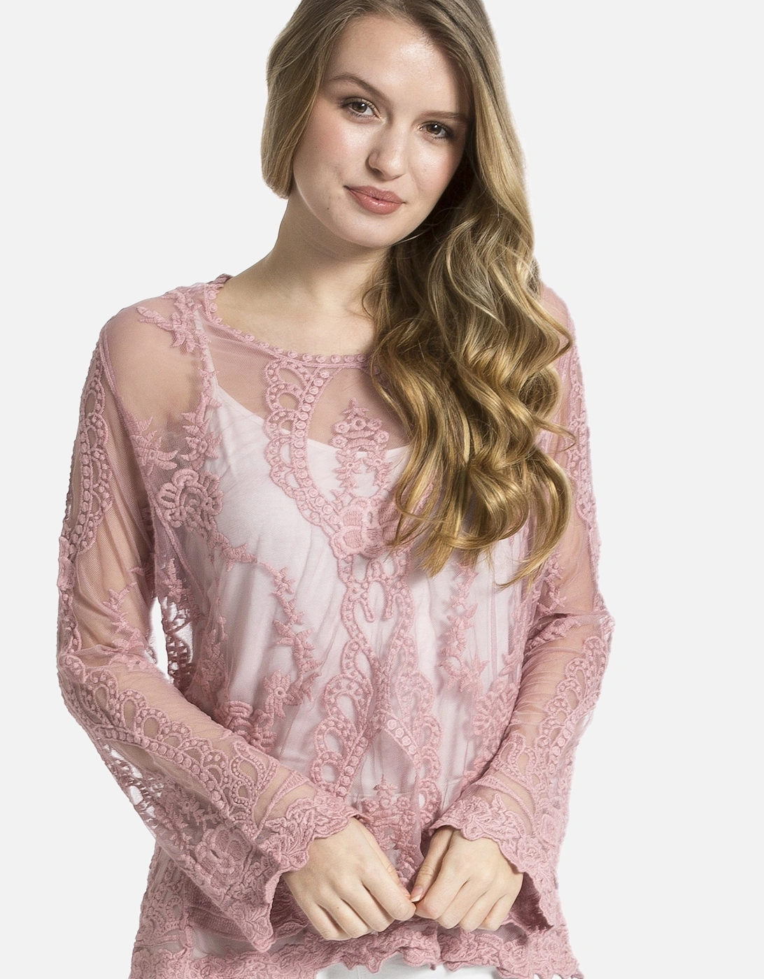 Pink Vintage Inspired Lace Long Sleeved Top, 5 of 4